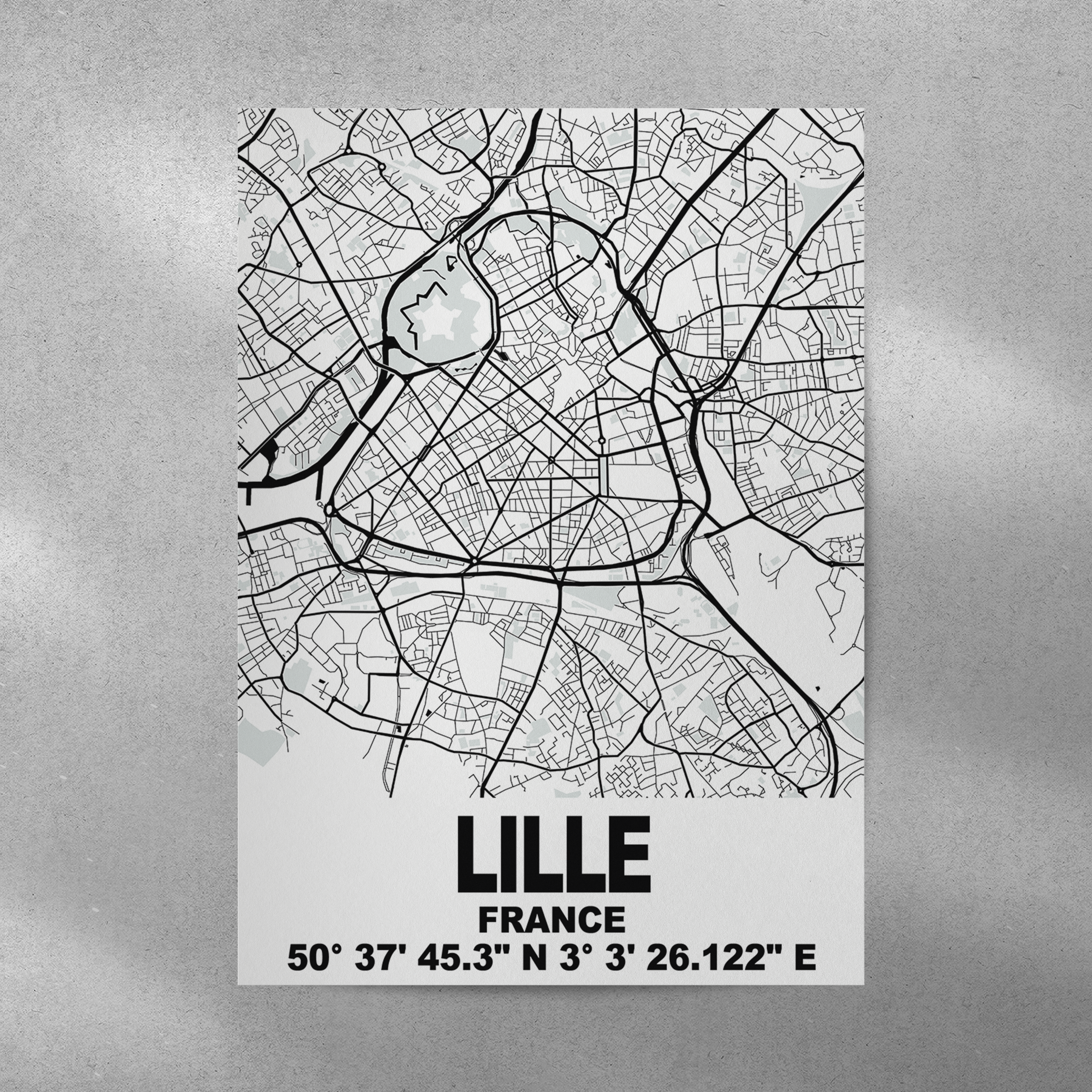 Affiche Carte Lille