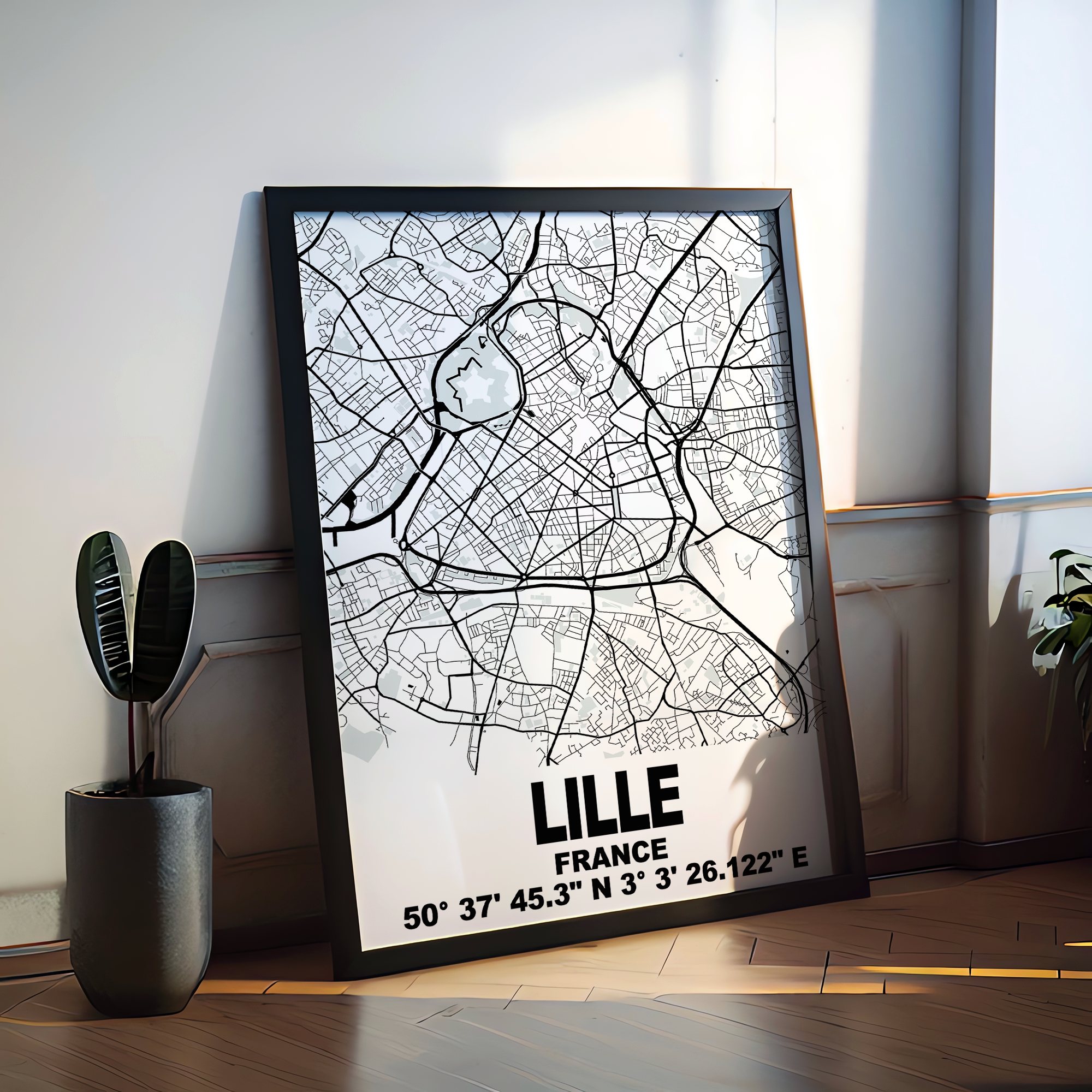 Affiche Carte Lille