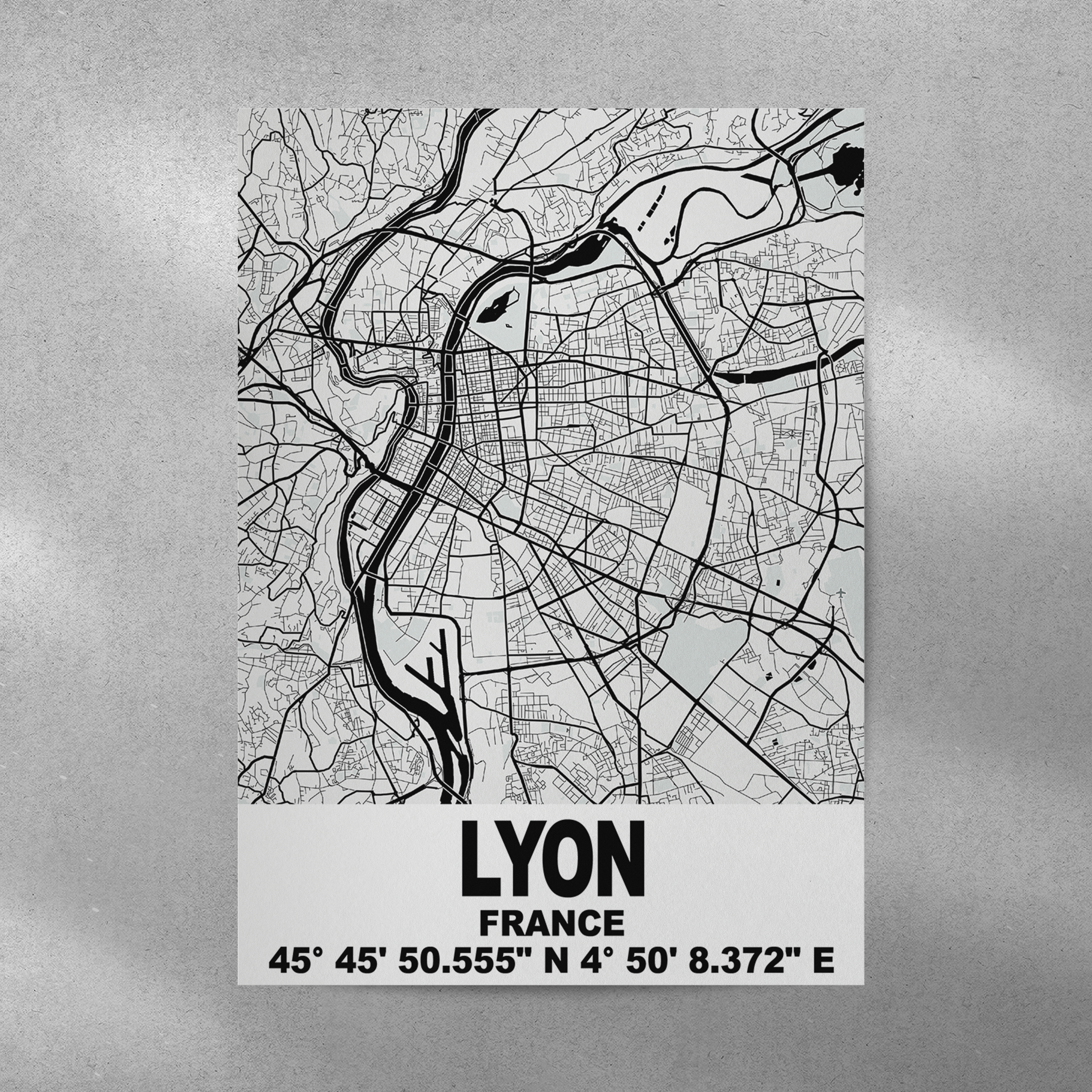 Affiche Carte Lyon