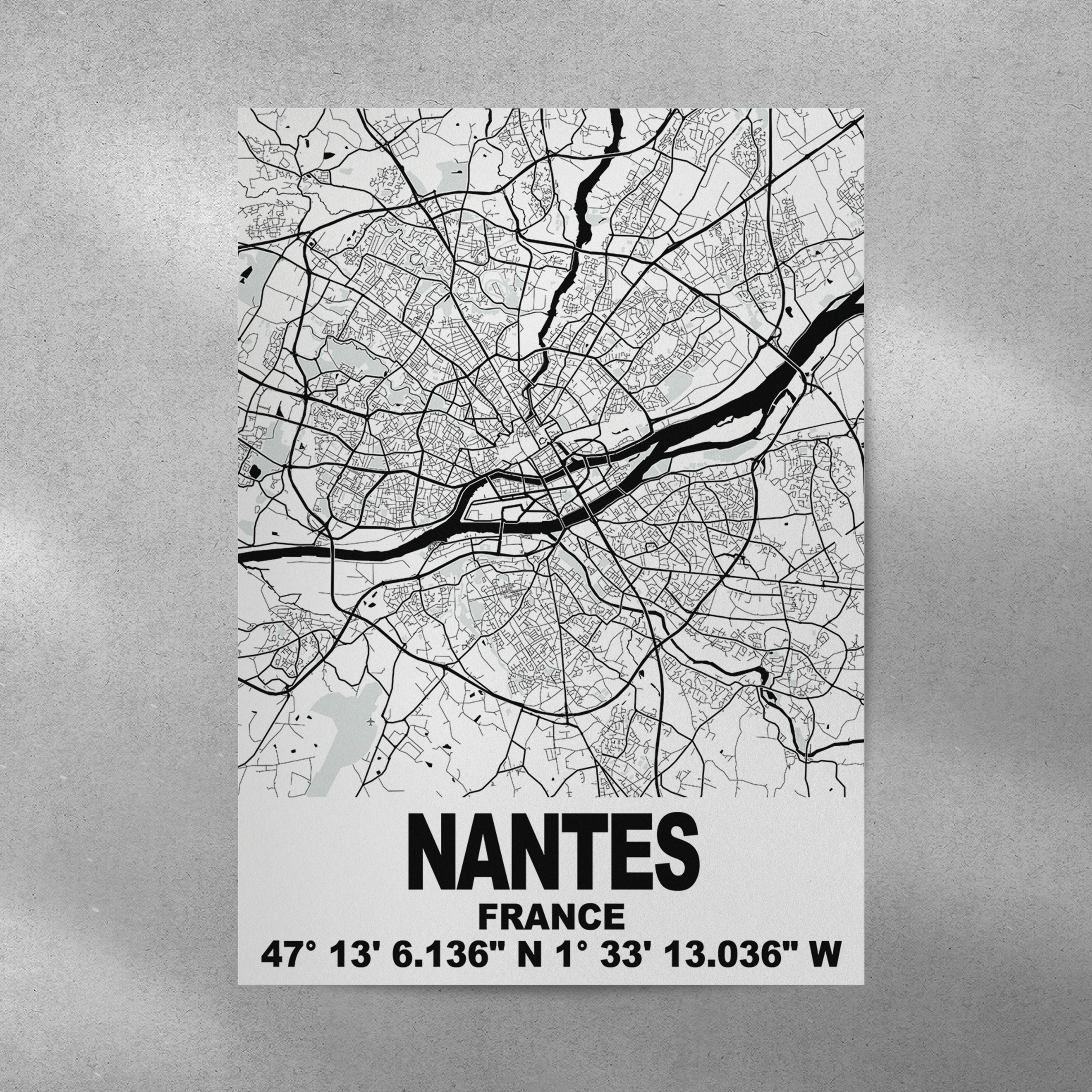 Affiche Carte Nantes