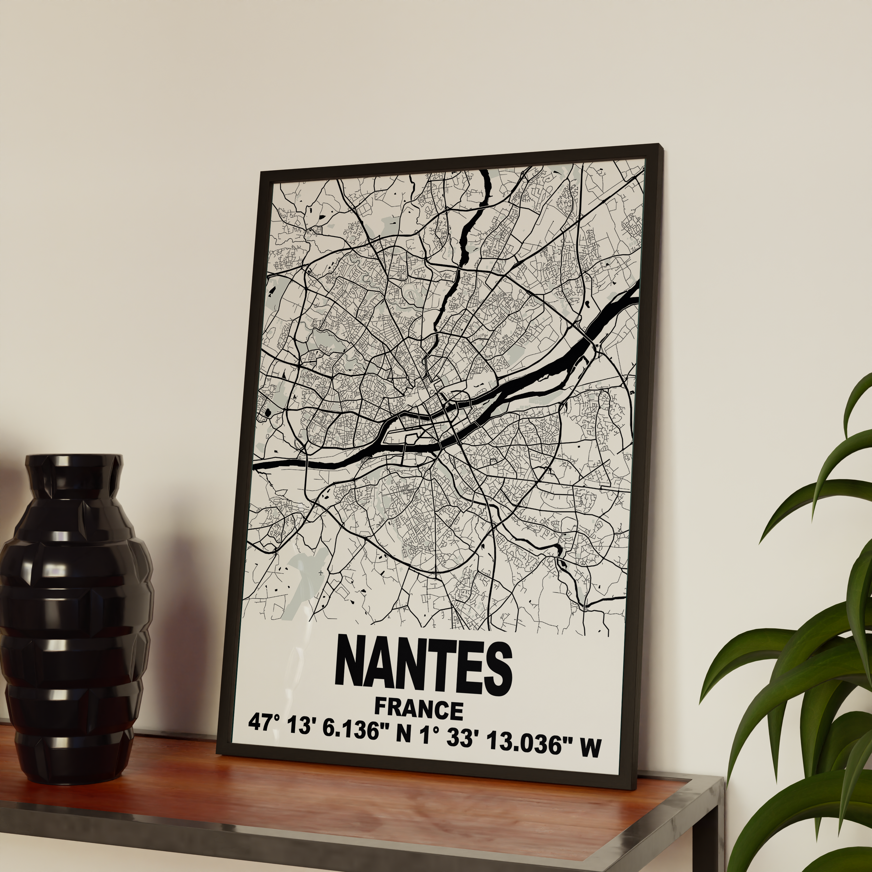 Affiche Carte Nantes