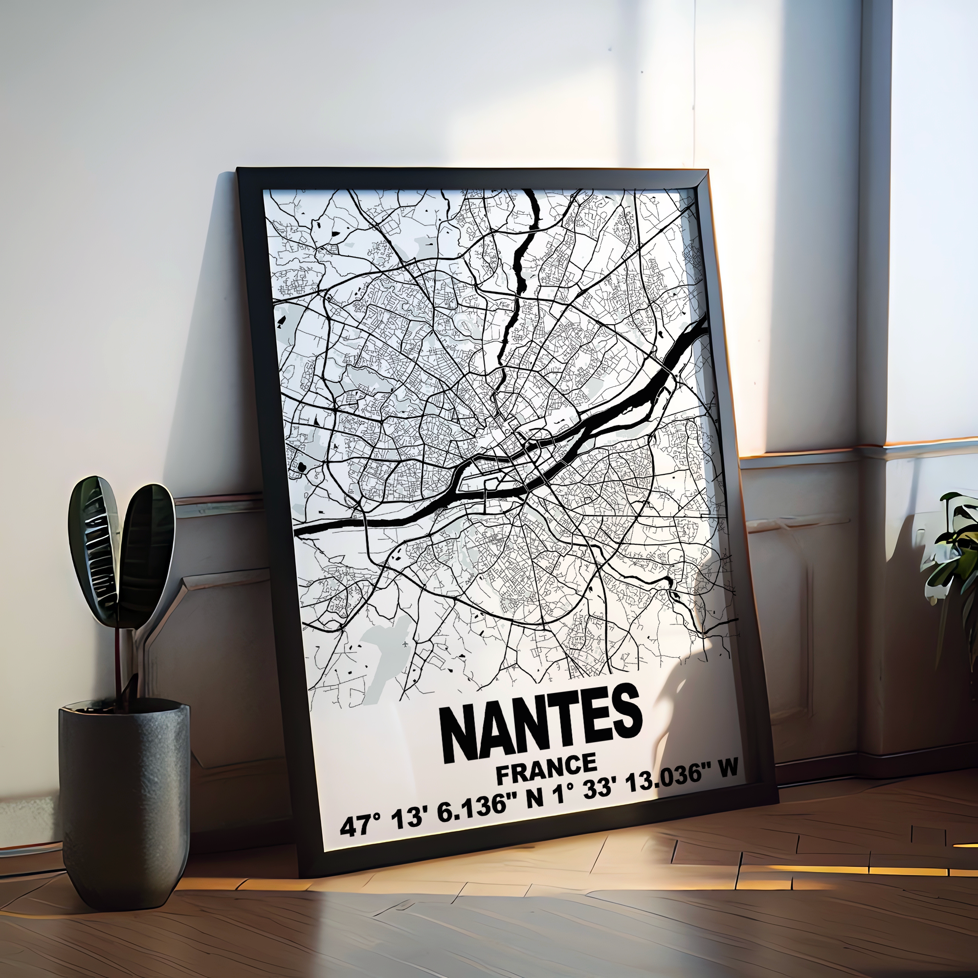 Affiche Carte Nantes