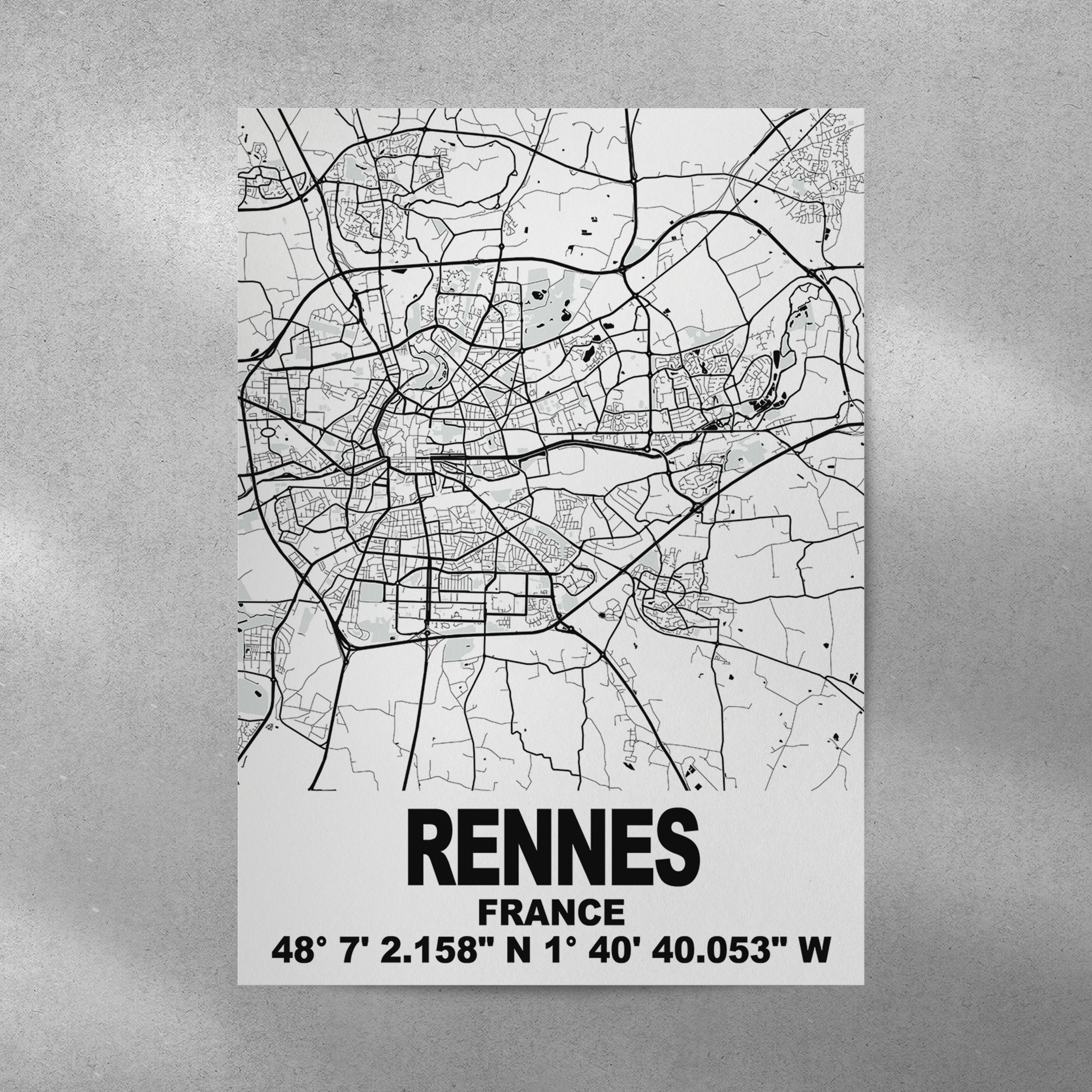 Affiche Carte Rennes