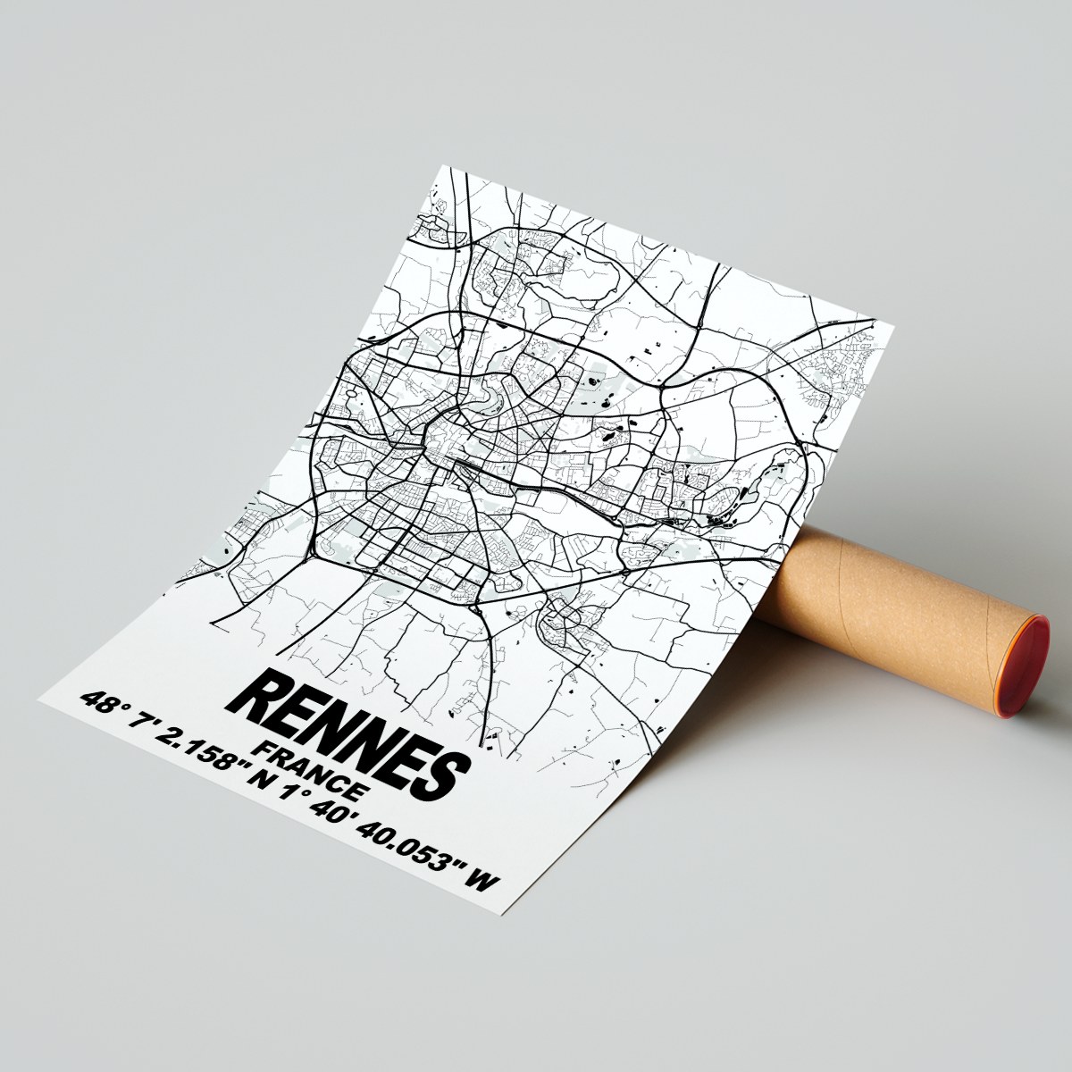 Affiche Carte Rennes