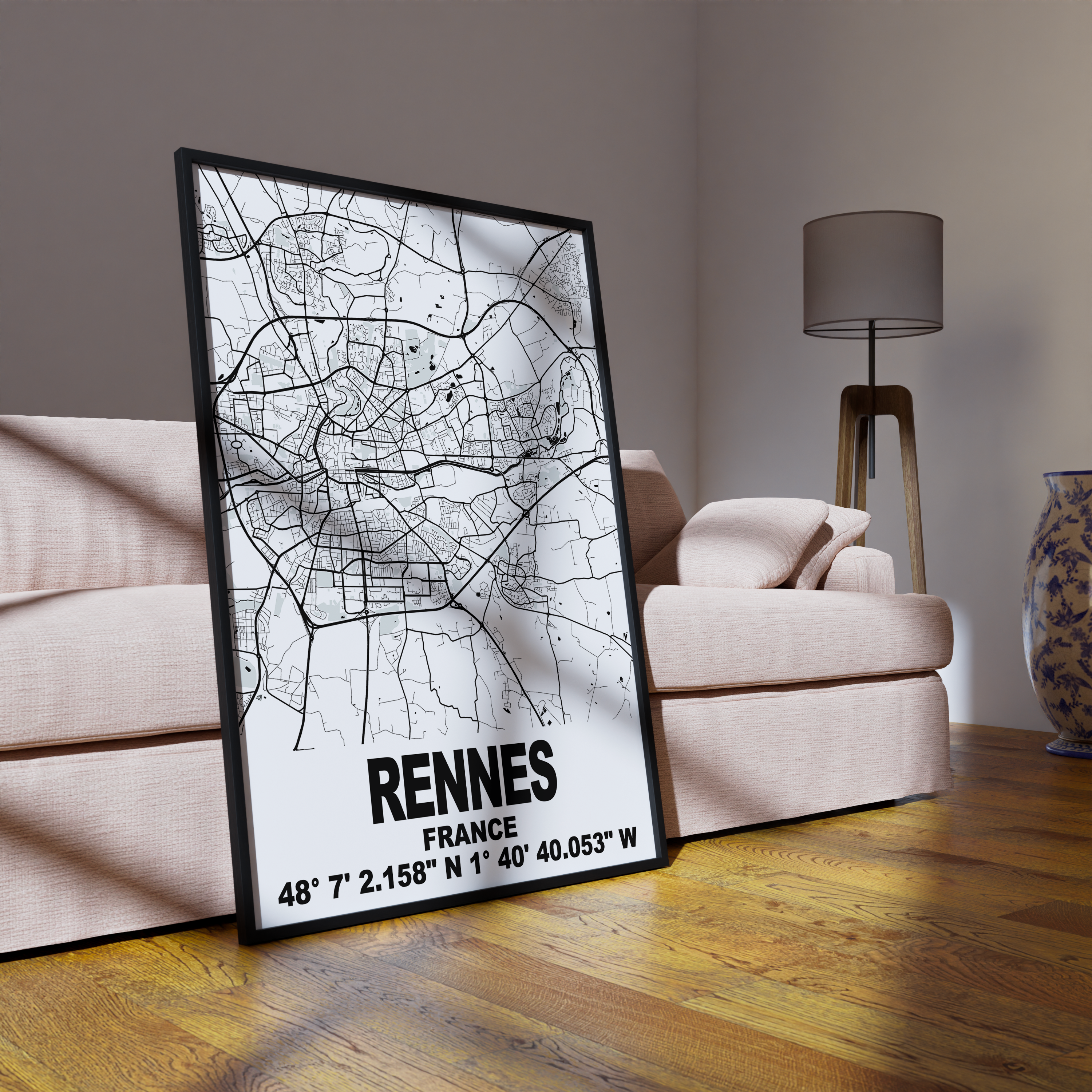 Affiche Carte Rennes