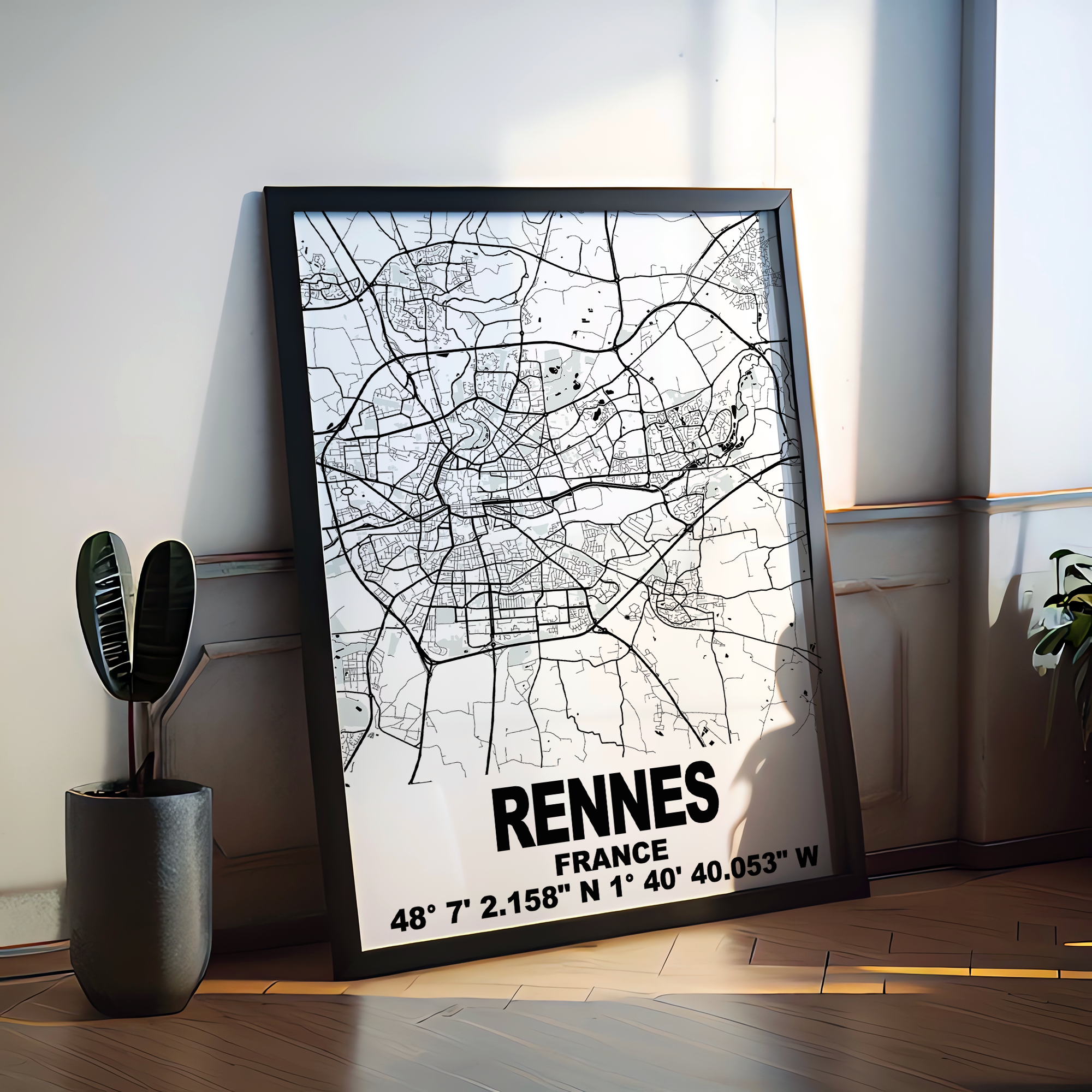 Affiche Carte Rennes